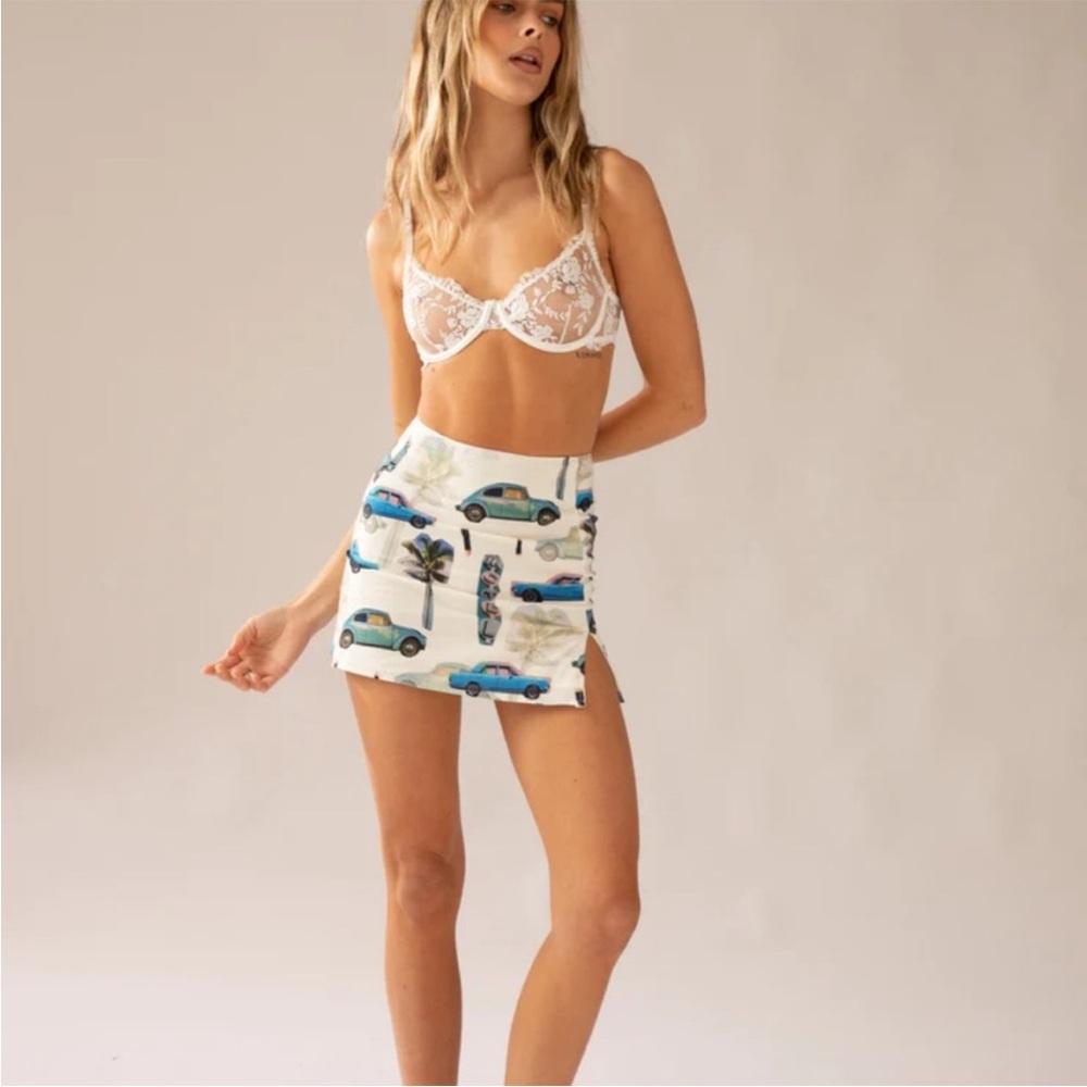 Peppermayo Retro Motel & Car Print Mini Skirt